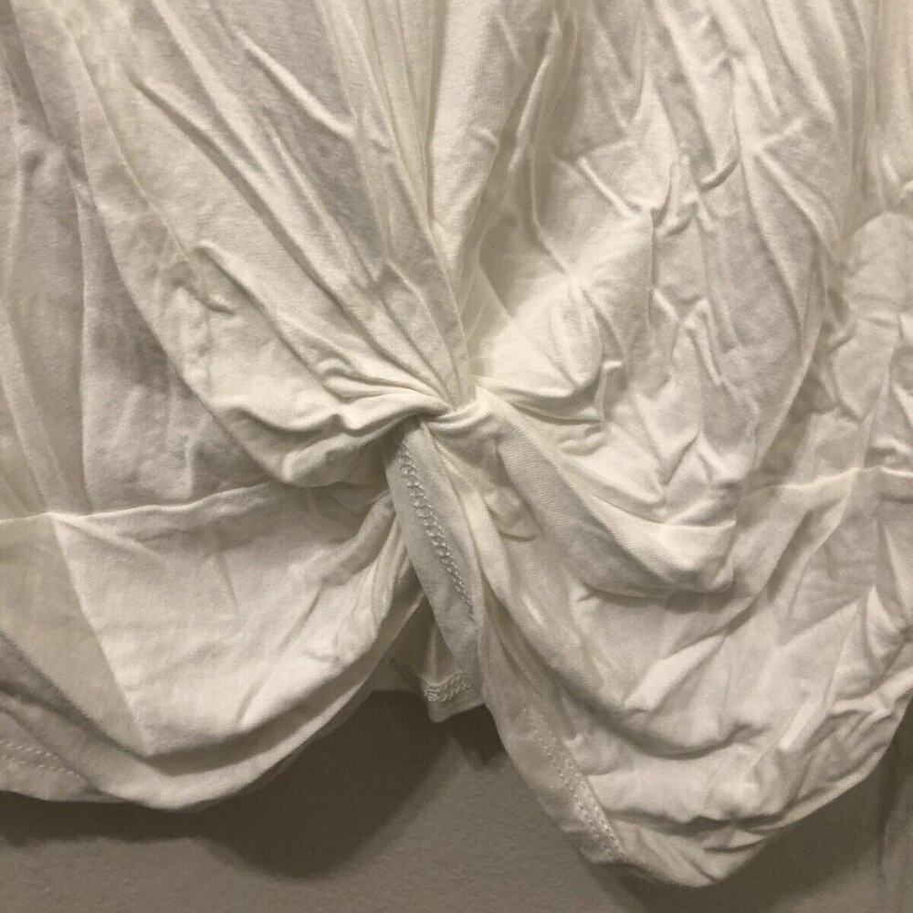 GAZE White Ruched Twist Hem 3/4 Sleeve Top Size Large - Picture 4 of 6